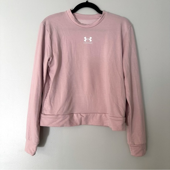 Under Armour Women’s Rival Terry Crew Light Weight Sweat Shirt Pink Size Small - Picture 1 of 9